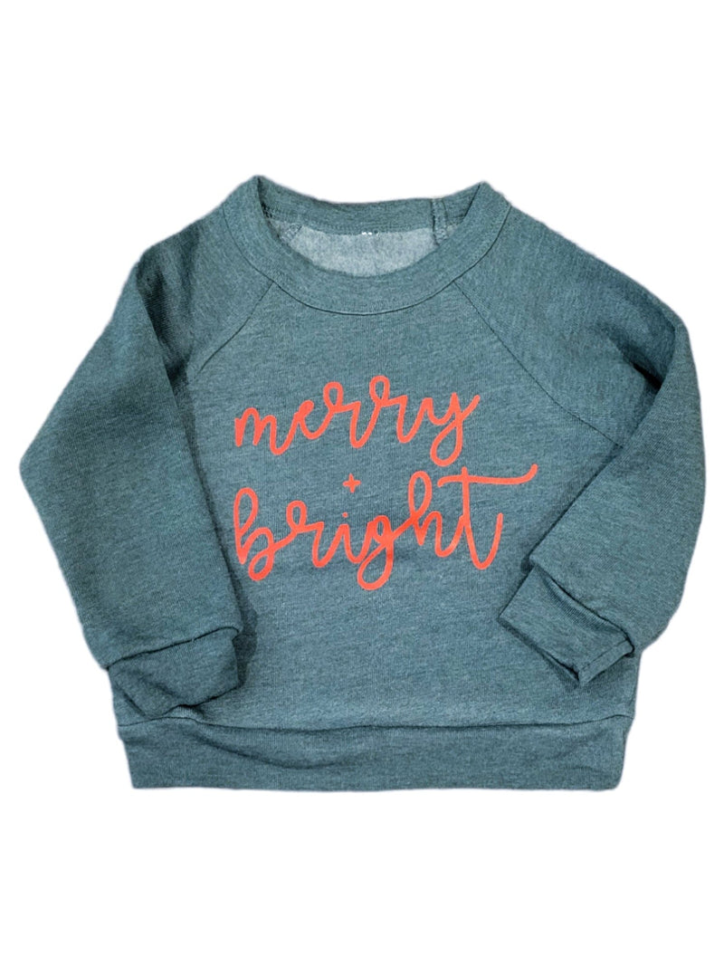 Forest Green Merry and Bright Kids Sweatshirt