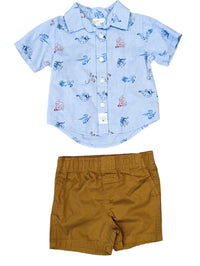 Dinosaur Button Down with Shorts